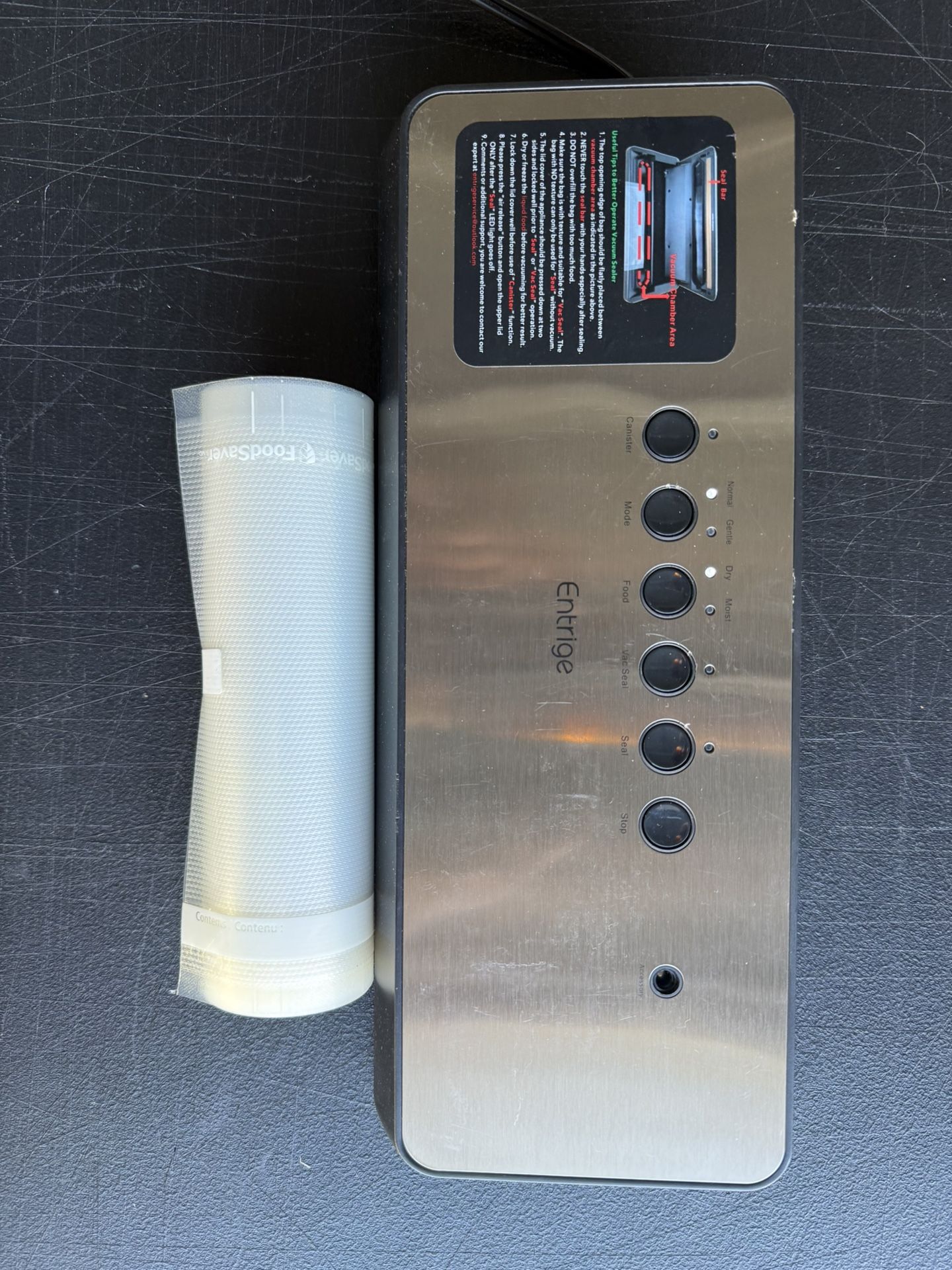 food vacuum with roll of bag