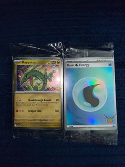 Pokémon Xp Rayquaza & 30th Anniversary Stamped Basic Energy Card Lot