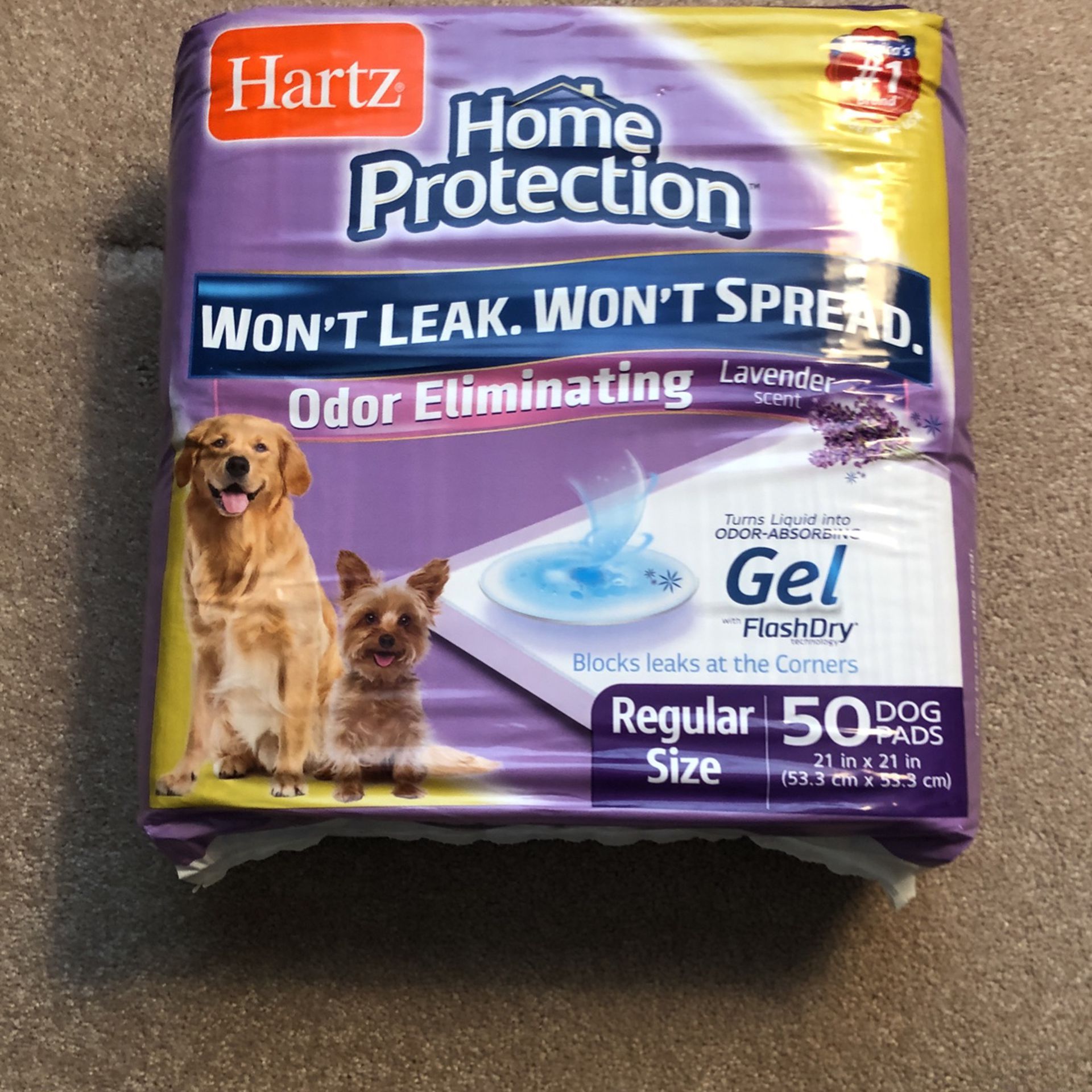 Hartz Dog And Puppy Pads With Odor Absorbing FlashDry Gel! NEW PACKAGE 50 Pads