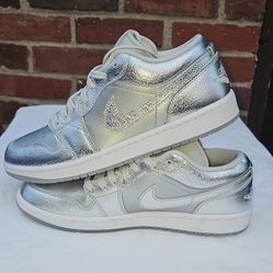 Jordan Air Jordan 1 Low OG Metallic Silver White Leather FN5030-001 Men's