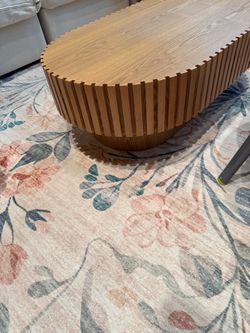 Oval Wood Slat Coffee Table