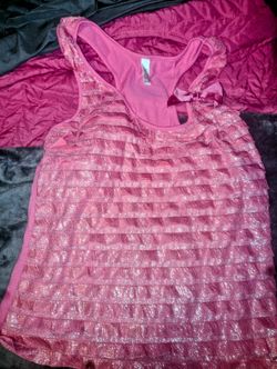 Pink Glitter Ruffle Tank Top And Matching Panties