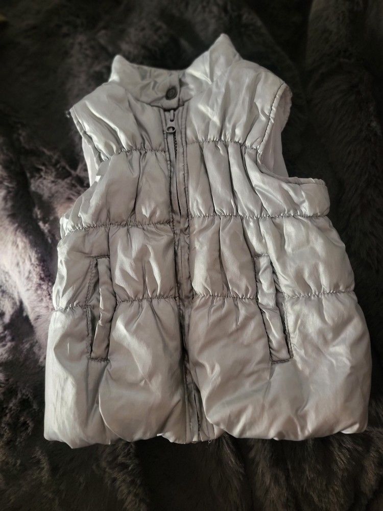 BUFFALO BY DAVID BITTON PUFFER VEST GRAY METALLIC GIRLS 4T