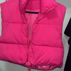 Hot Pink Puffer Vest XL