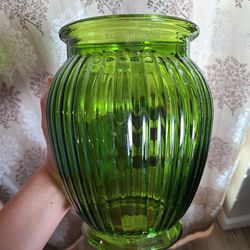 Green Glass Flower Vase