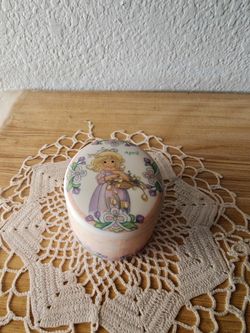 Precious Moments - April Porcelain Oval Trinket Box, Perfect Birthday and Baby Shower Gift