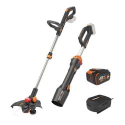Worx WG941 20V Brushless Cordless Battery Powered Leaf Blower + 3 in 1 String Trimmer Edger & Mini-Mower Combo Kit Battery and Charger  $149.99