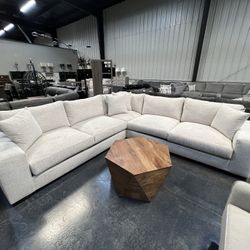 Beige Sectional w/ cloud seats