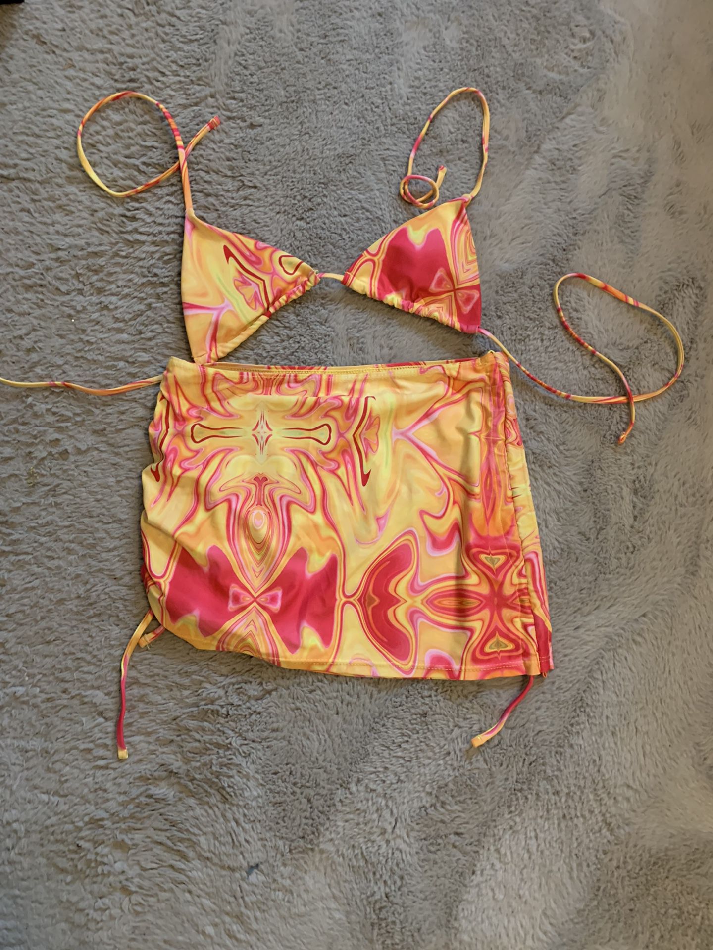 Bikini Top & Drawstring Beach Skirt 