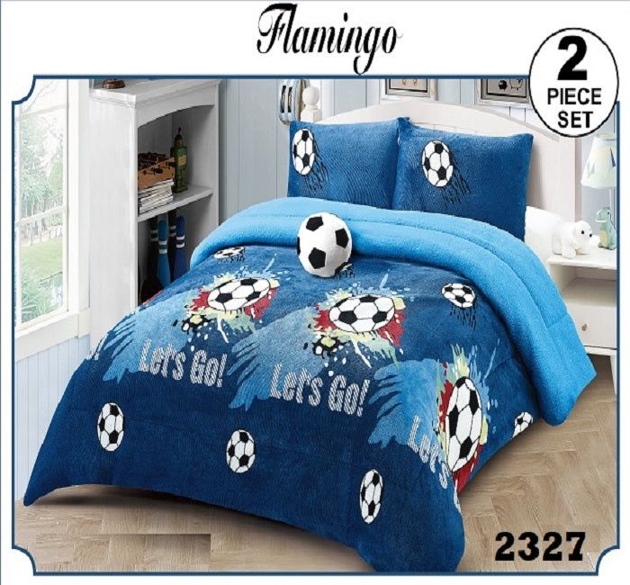 2 PCS TWIN BOYS THICK BORREGO BLANKETS