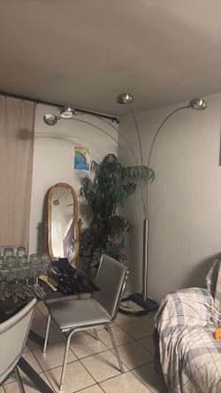 Modern Arc Floor Lamp – Large Silver Overhead Reading Lamp | Heavy Base