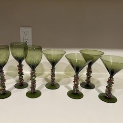 Wine And Martini Glasses - Green - Christmas