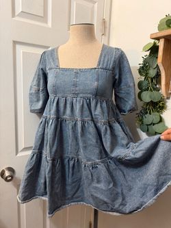 Denim Tiered Baby Doll Mini Dress