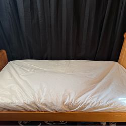Twin wood frame and mattress