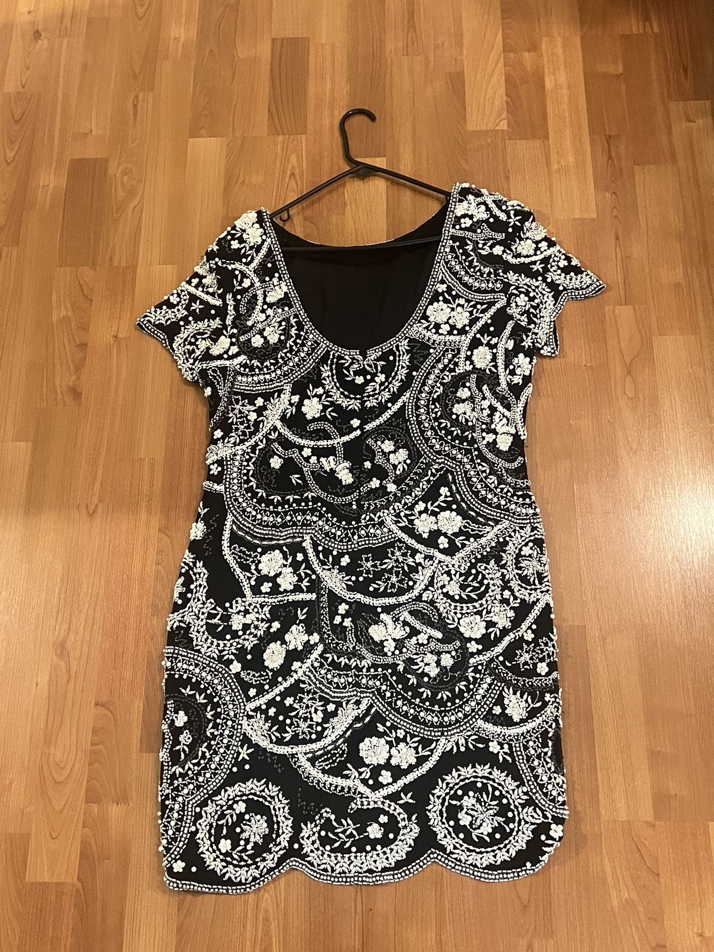 Vintage Block Tie Oleg Cassini Pearl Dress