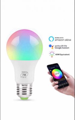 7w Google assistant Alexa RGB Multicolor WiFi  E26 E27 LED Smart light bulb (Brand New)  1 Bulb for $5.00
