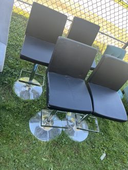 Black Faux Leather Adjustable Bar Stools