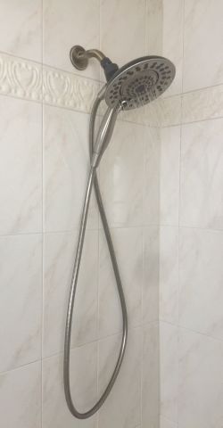 Delta brushed nickel shower head