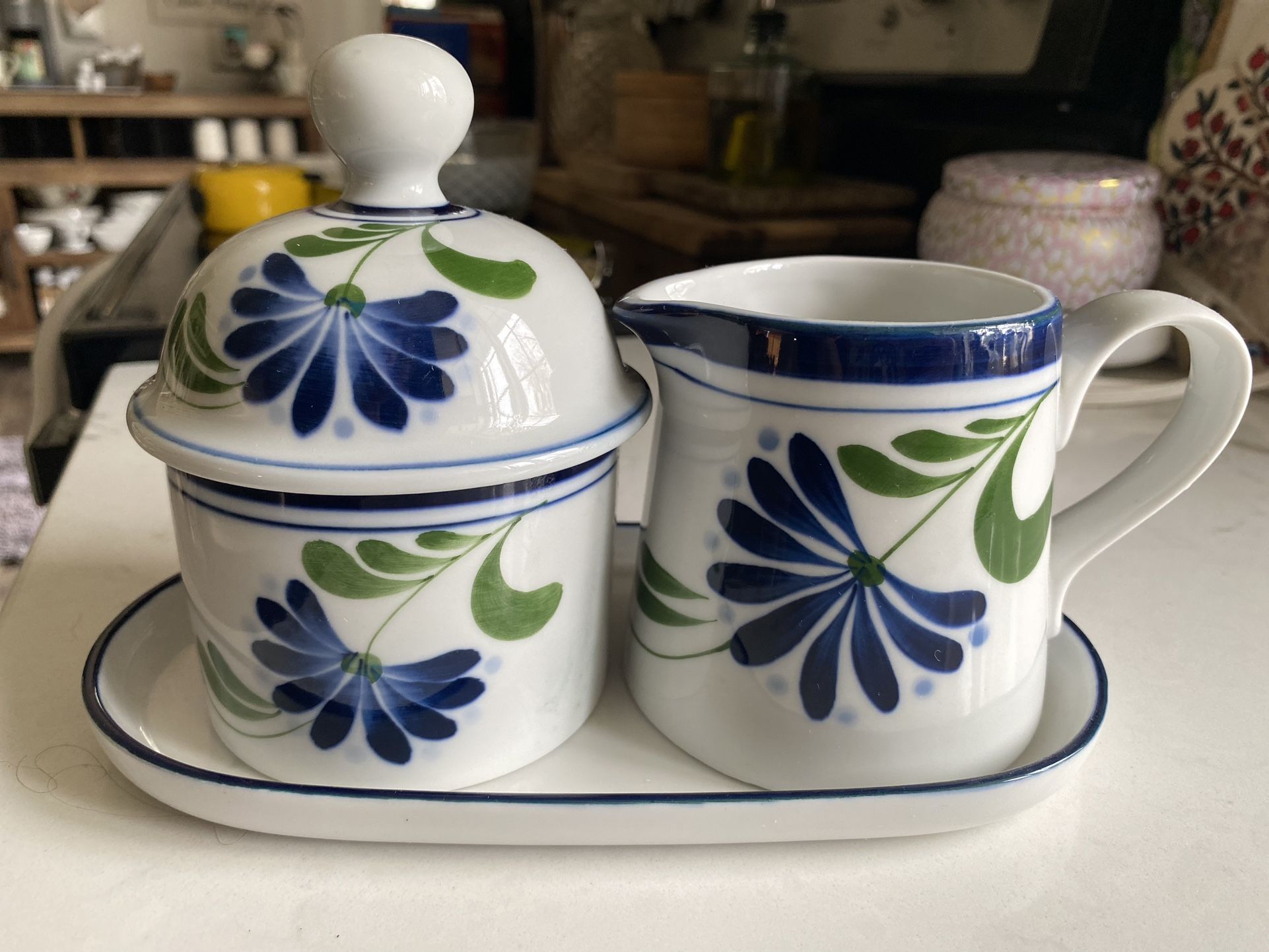 Dansk Sage Song Cream and Sugar with Tray - complete set / Discontinued pattern