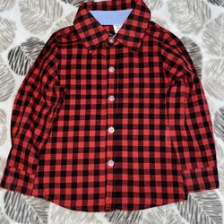 Shein 3t Boy Red Plaid Flannel Shirt