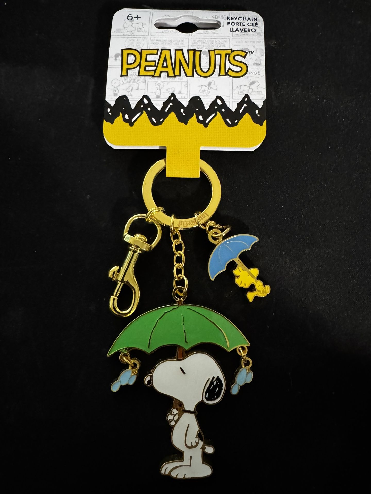 Loungefly Peanuts Snoopy & Woodstock Umbrella Dangling Rainy Day Keychain Charm