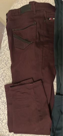 Burgundy Slim Fit Pants  size 34 with Zipper Pockets