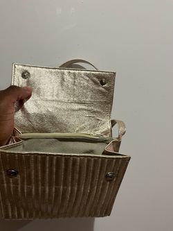 Gold Metallic Structured Mini Handbag