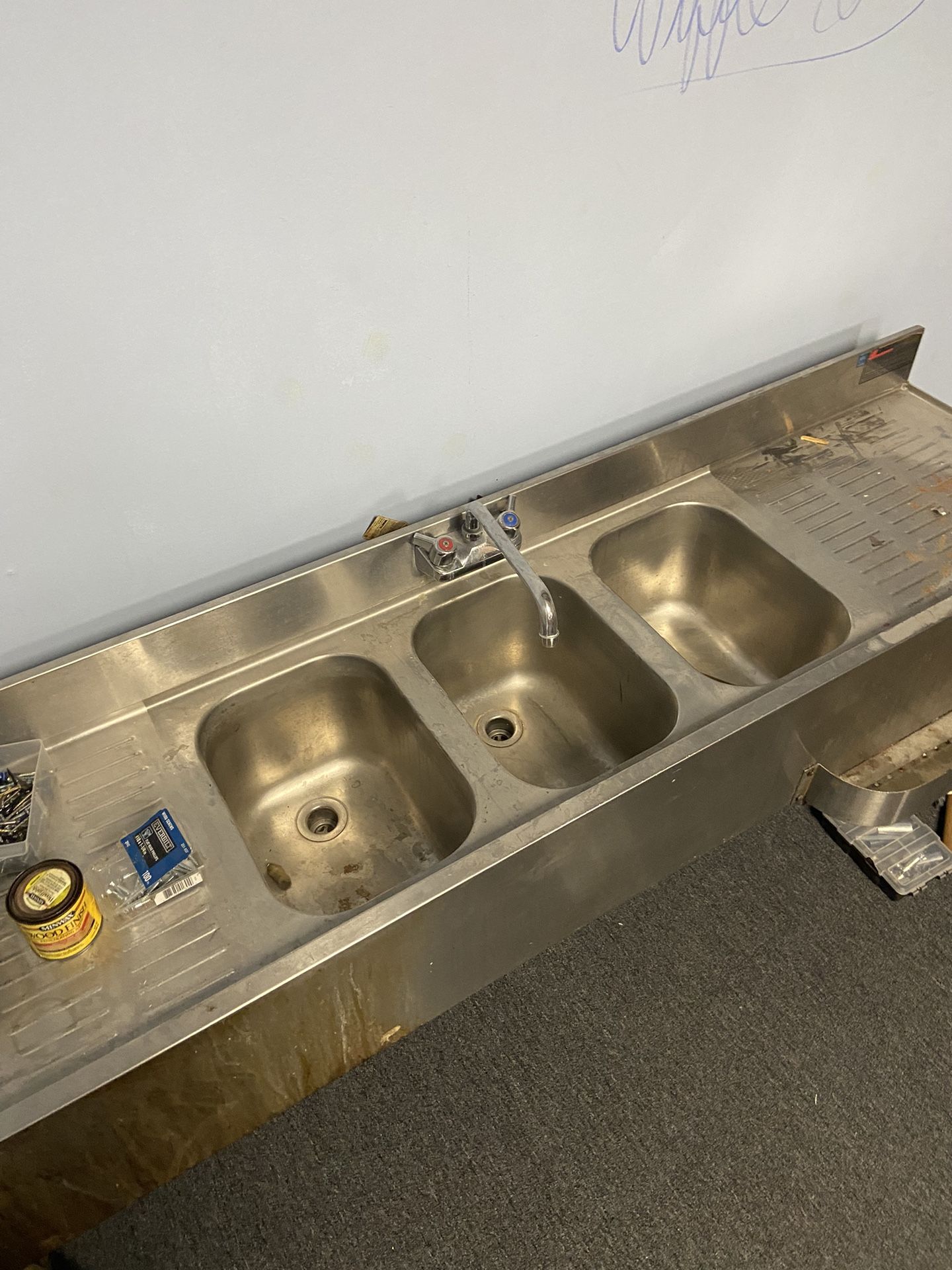 Stainless Commercial 3 basin Bar Sink