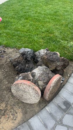 Various garden rocks and Flagstone.