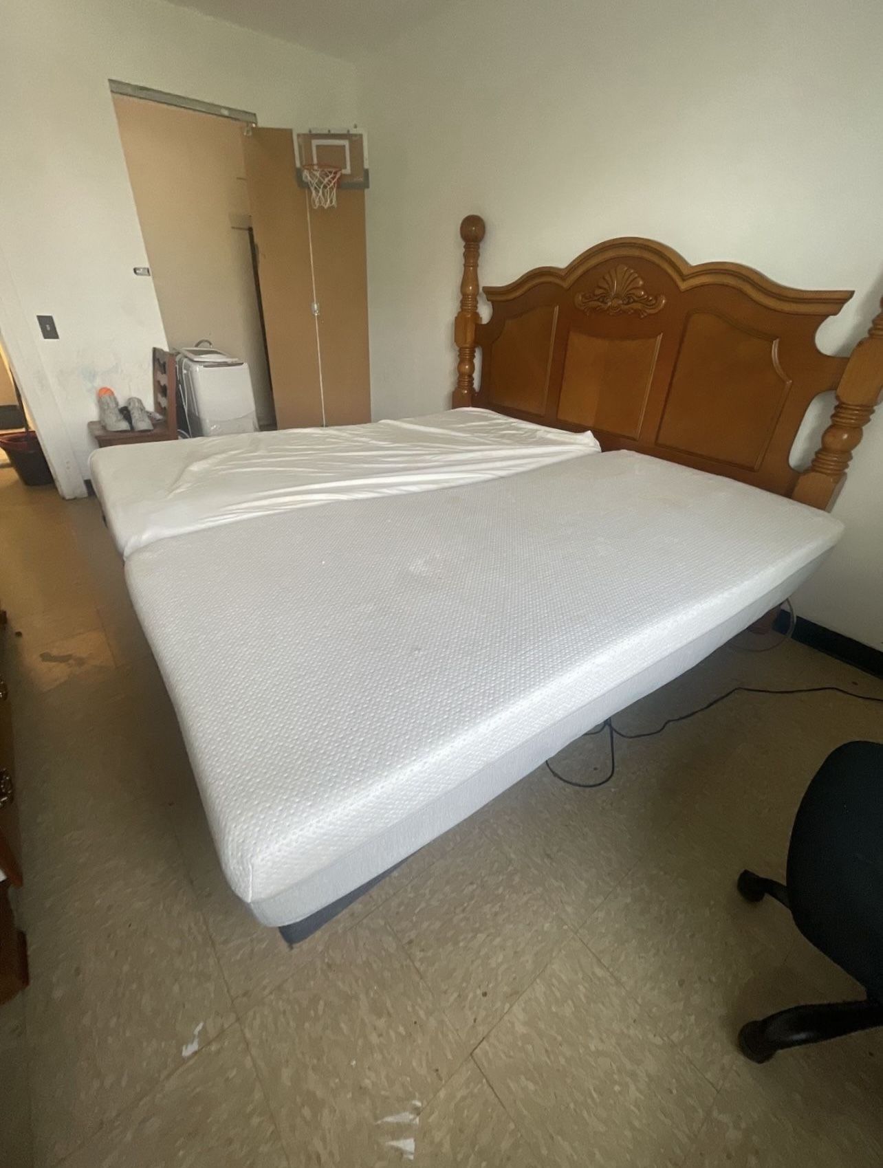 Two Xl Twin Sleep Number Mattress Come With Electric Bed Frame As Well