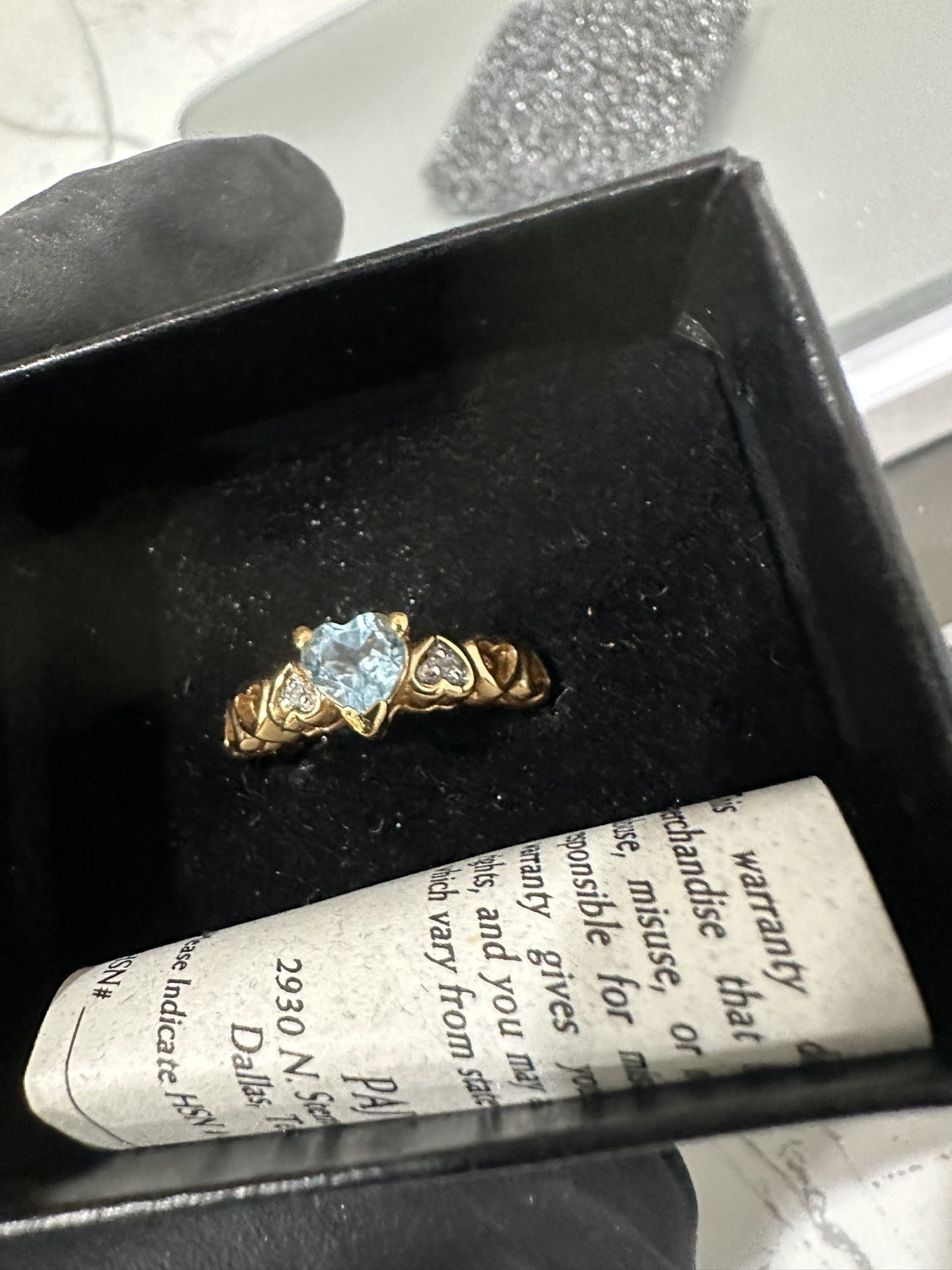 Technibond 925 Sterling Silver Gold-Plated Heart Blue Topaz Ring – Romantic Design