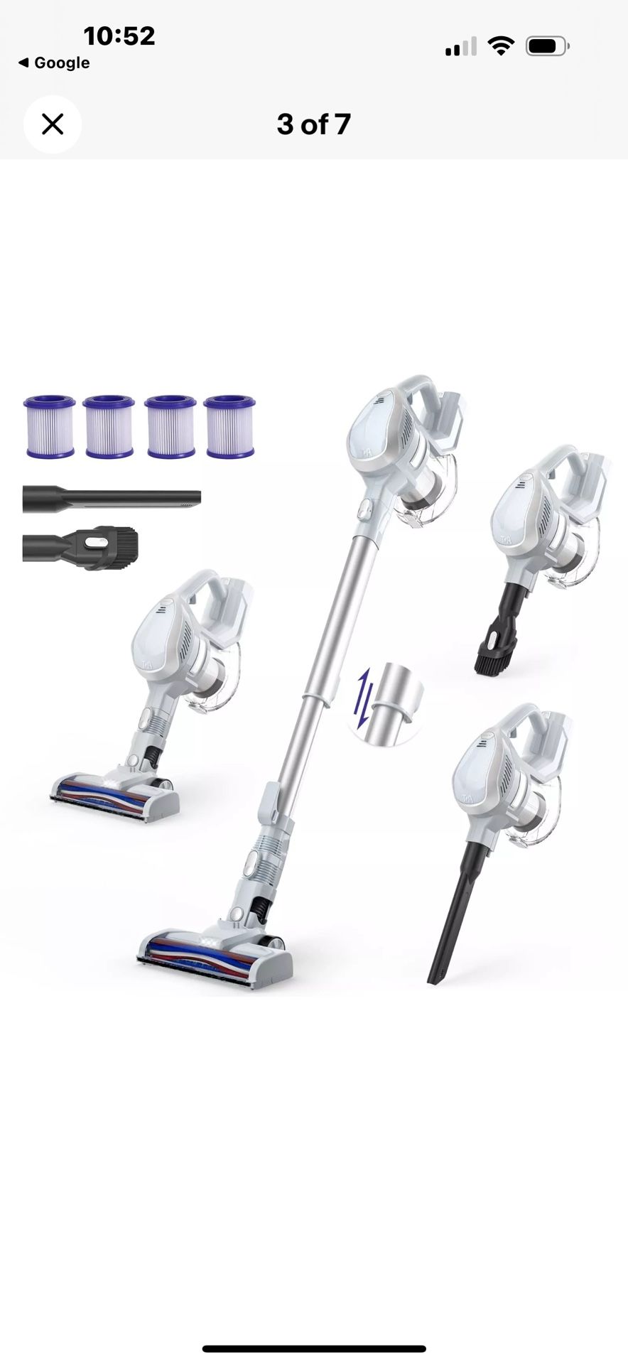 TMA Cordless Vacuum Cleaner, 25KPA Powerful Lightweight Stick Vacuum Cleaner with 35 Mins Detachable Battery, 6-in-1 Handheld Vacuum Cleaner with 4 HE