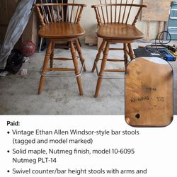 Vintage Ethan Allen Swivel Bar Stools