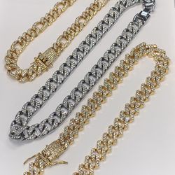 3 Choker Stainless Steel Necklaces Gold Plated 