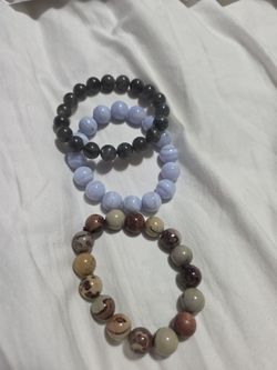 Set of 3 Natural Stone Bead Bracelets