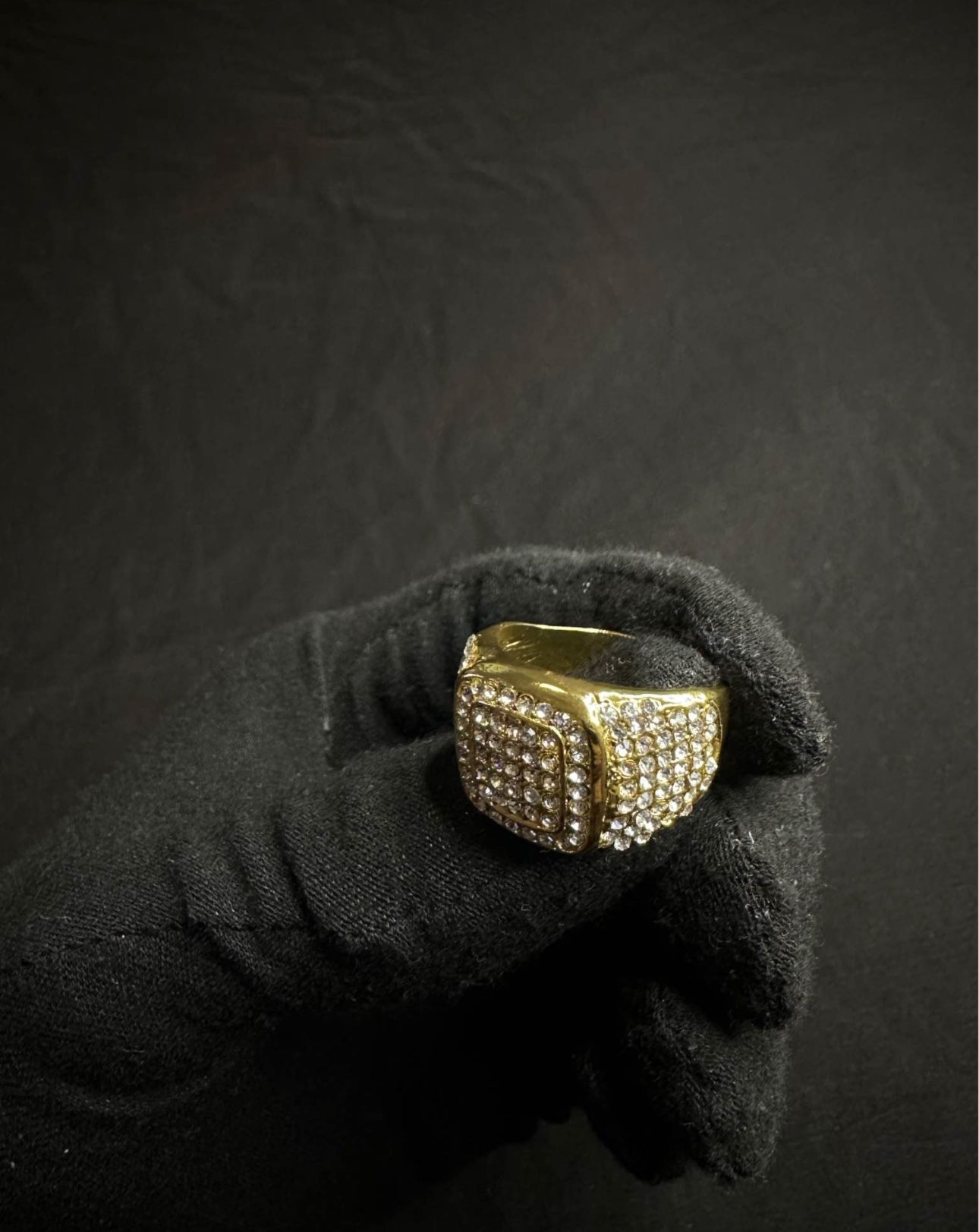 Iced Out Gold Plated Ring Sz 8 New