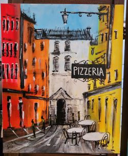 Beautiful Hand Painted 16"×20" Canvas w/acrylic Paint Signed By Artist (unframed)
