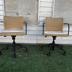 Office Chairs Rolling Bamboo Adjustable Set Of 2 $40 Each