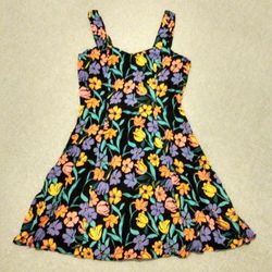 LADIES ALLISON BLAIR FLORAL PRINT SLEEVELESS SUMMER PARTY BEACH DRESS SIZE LARGE 