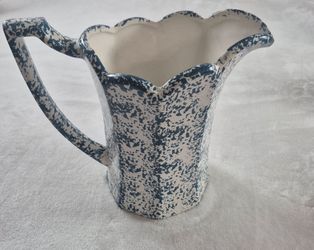 Vintage McCoy Spongeware Pitcher - Blue & White