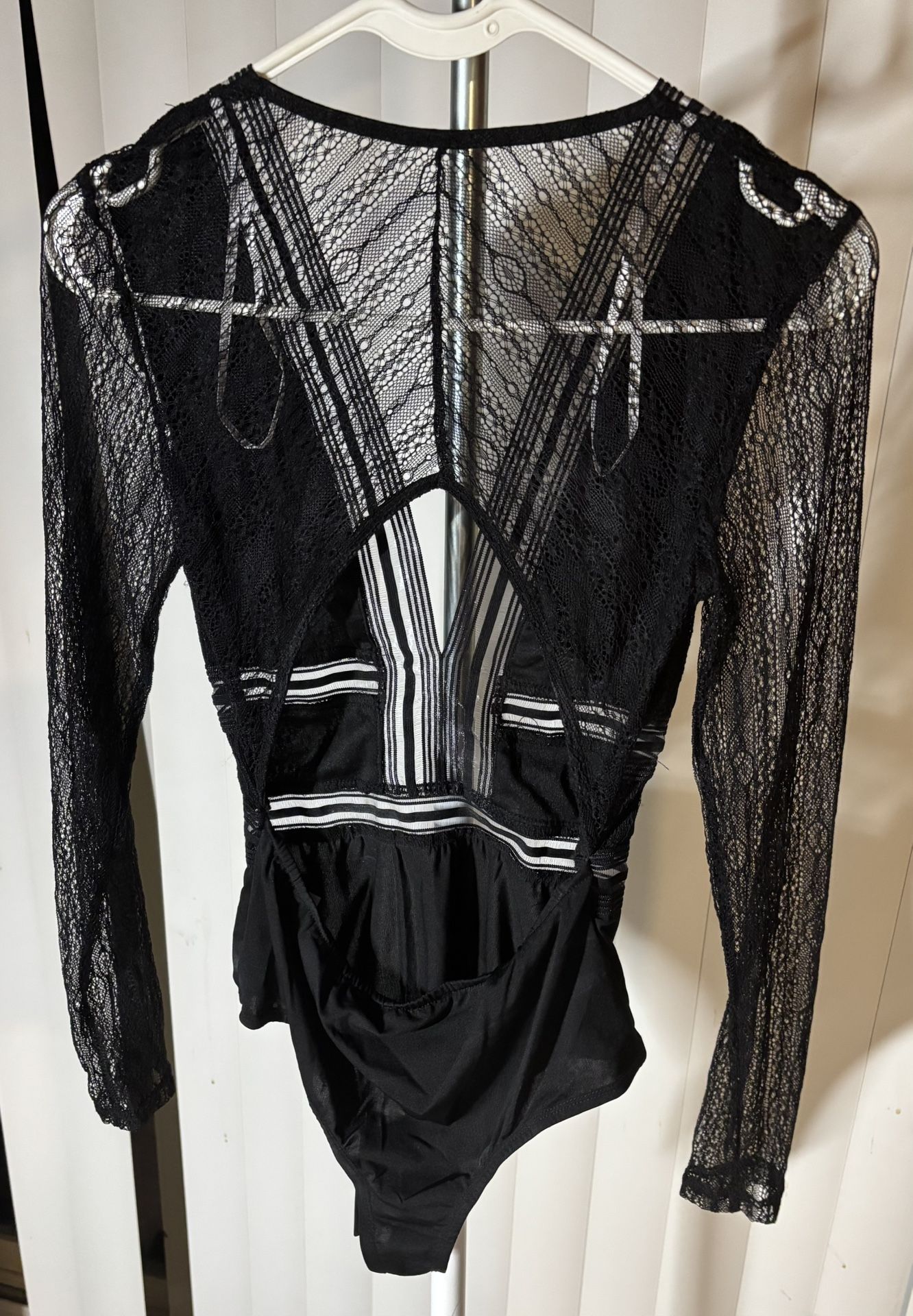 Lulu’s Sexy Black XS Mesh & Elastic Bodysuit*NWT*