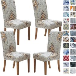 Dining Chair Covers Set of 4, Stretch Dining Chair Covers, Washable Spandex Parsons Chair Covers for Kitchen, Removable Seat Covers for Home Office