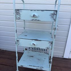 Vintage Metal rolling shelves