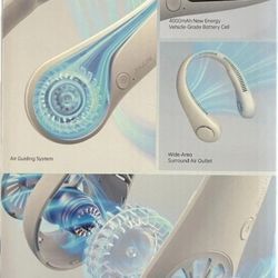 JisuLife Neck Fan 2pk Rechargeable Ultra-Quiet FA45 White 5-Speed Cooling Device
