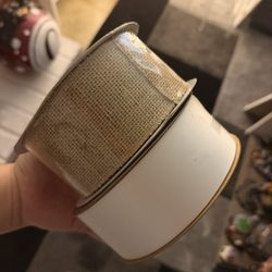 Brand New White Satin Ribbon & Burlap Ribbon