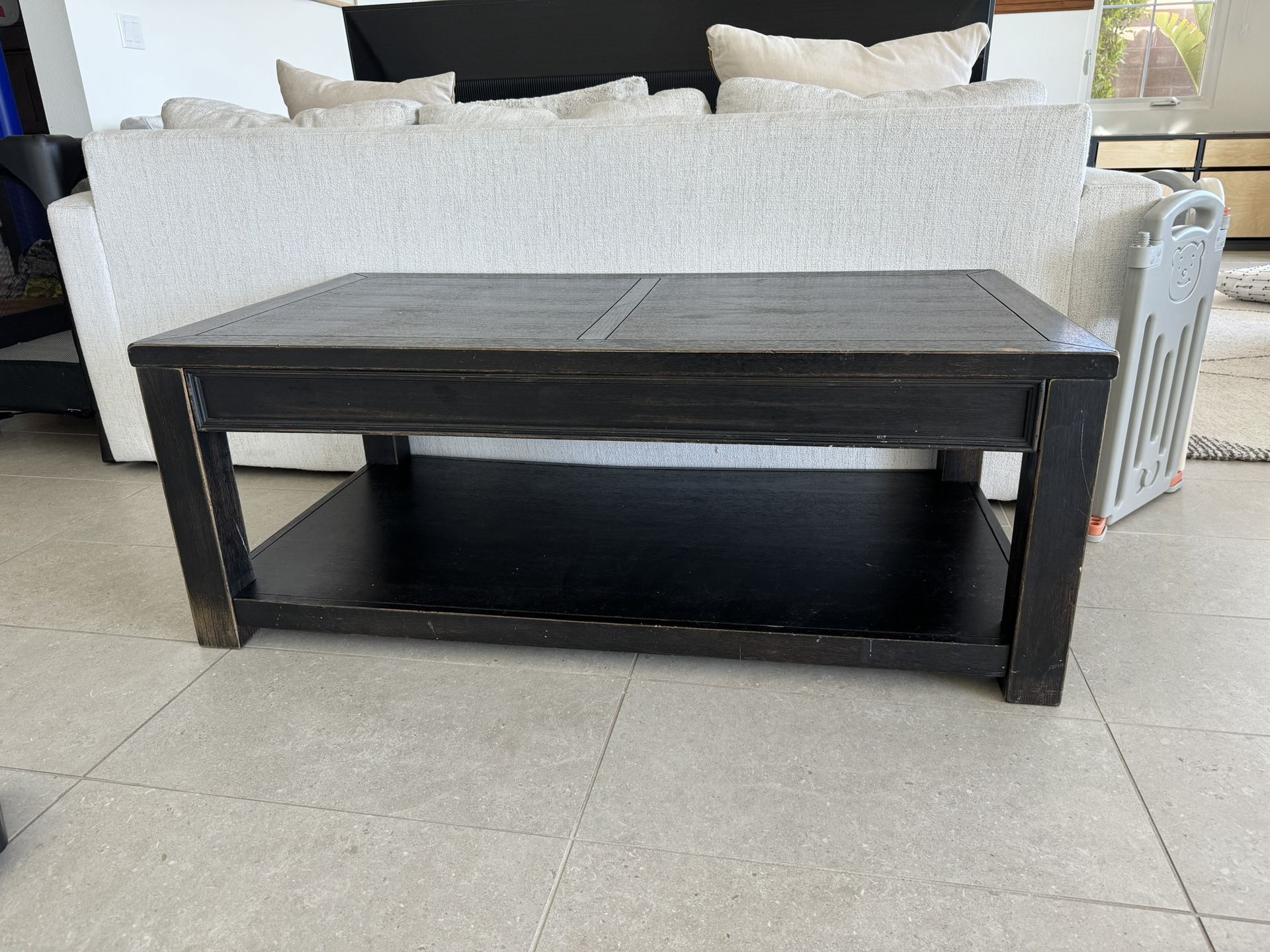 Rustic Wooden Coffee Table With Shelf
