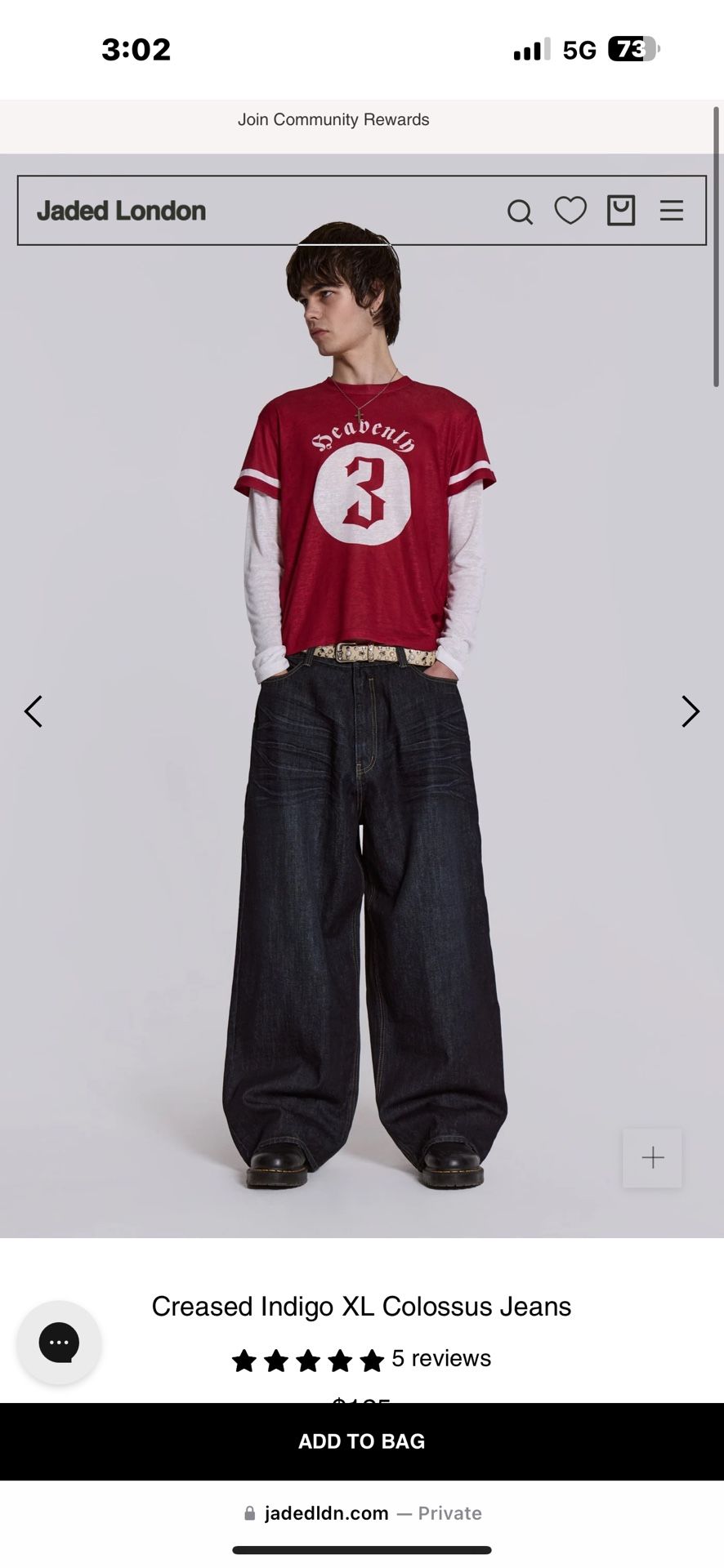 パンツ Jaded London Creased Indigo XL Jeans w30 JADED LONDON】Creased Indigo XL Colossus Jeans (JADED LONDON