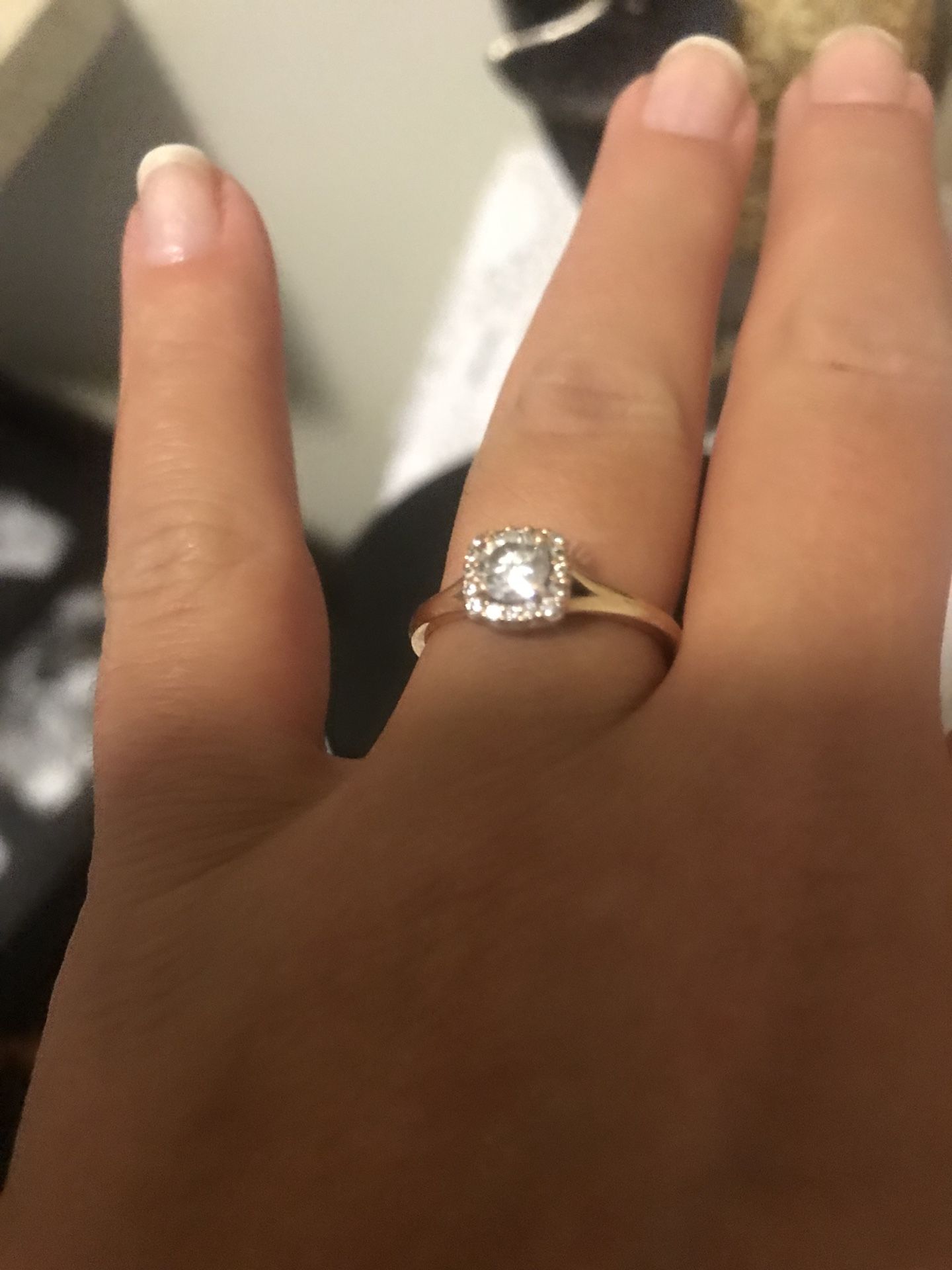 14k Rose Gold Engagement Ring w/ Diamond Cushion Halo by Ritani Size 6