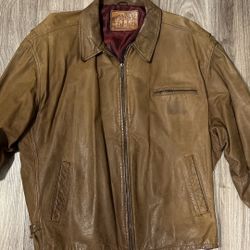 Vintage Brown Leather Jacket - Mens Size Medium 