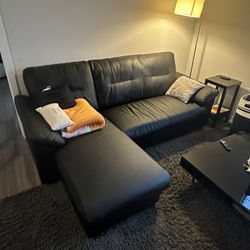 Black Faux Leather Couch